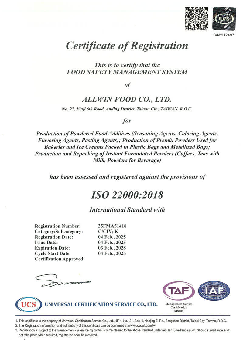 ISO 22000 Certificate